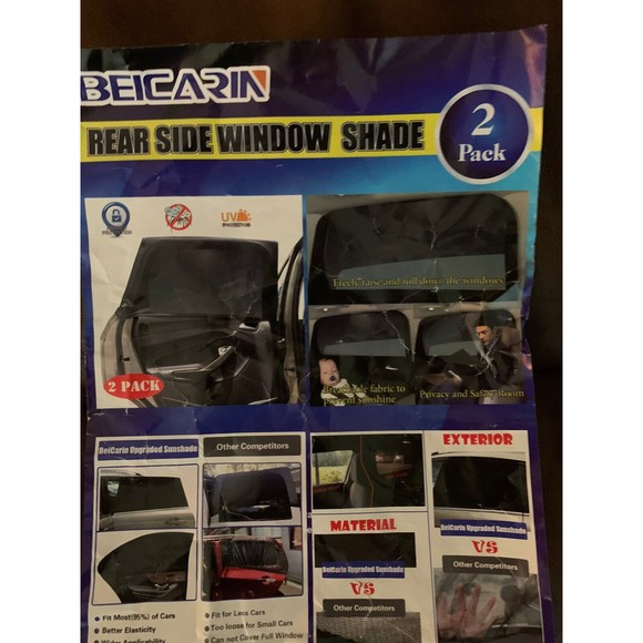 2 Pack Rear Side Window Shade For Car - Picture 2 of 3